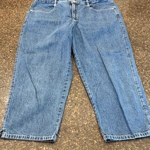 Classic Straight-Leg Cropped Blue Denim Jeans